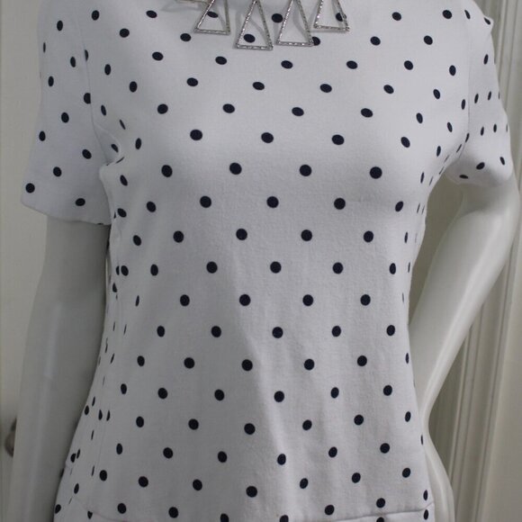 Talbots Petite White/Black Polka Dot Scoop Neck Top - Size XP (EUC) - Picture 1 of 5